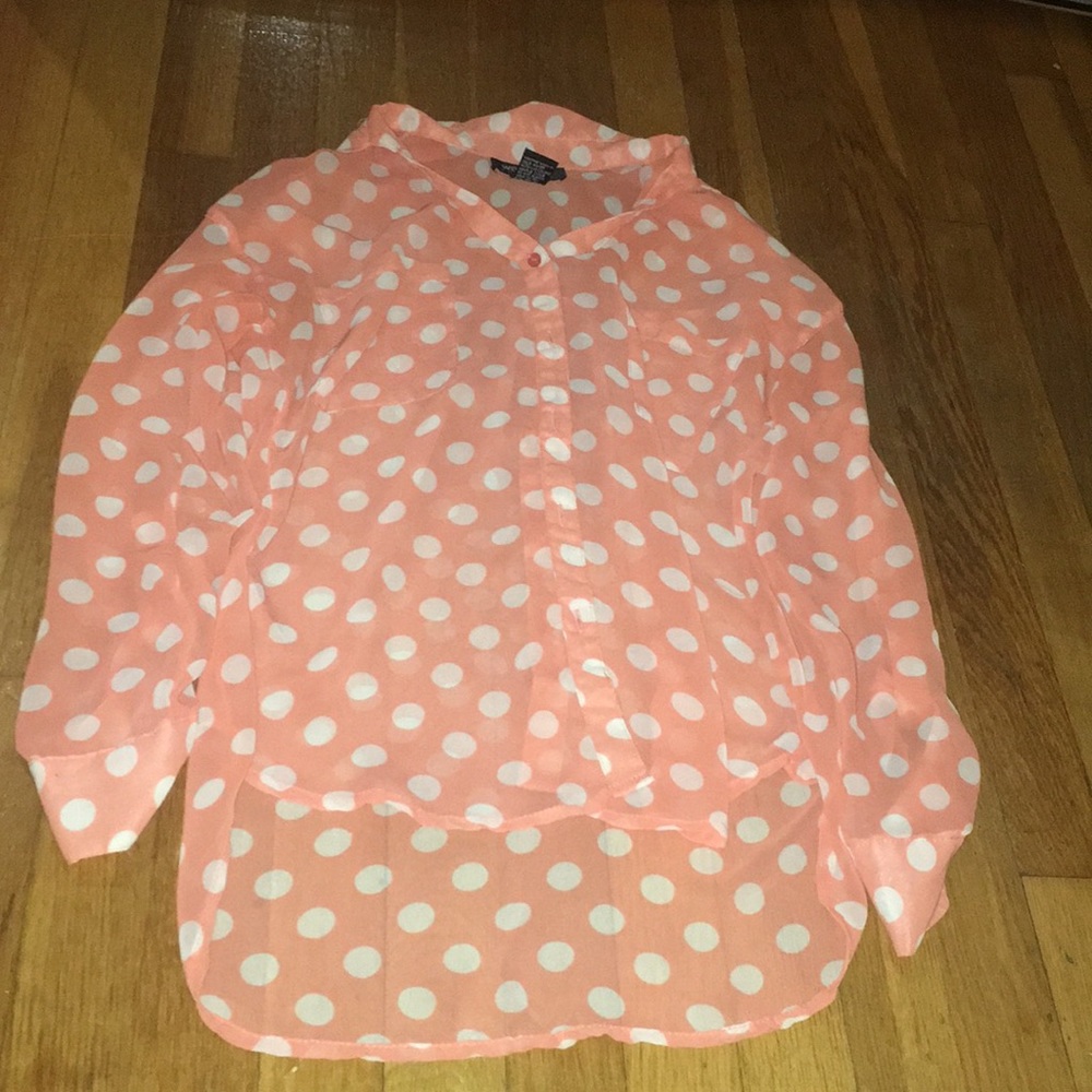 Tangerine polkadot blouse